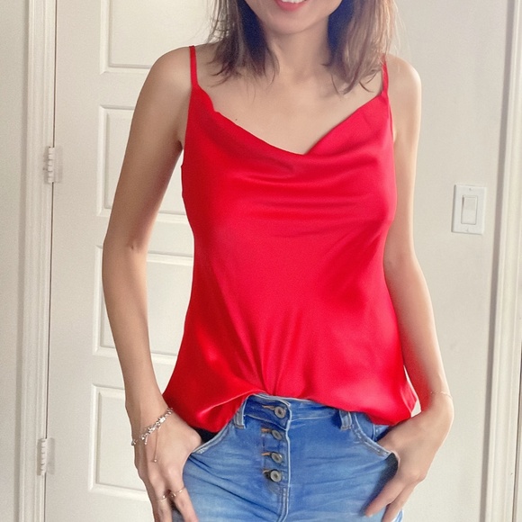 071 Luxe Satin Drapey Adjustable Strap Cami Top - Picture 5 of 12